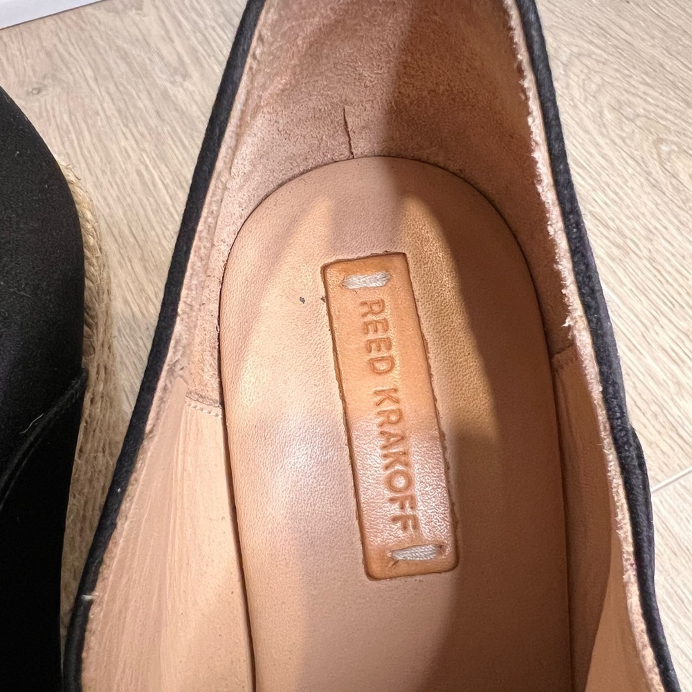REED KRAKOFF Black Satin High-Cut Espadrille Wedges - Size 38 (US 7.5) - 4" Heel - Picture 5 of 7